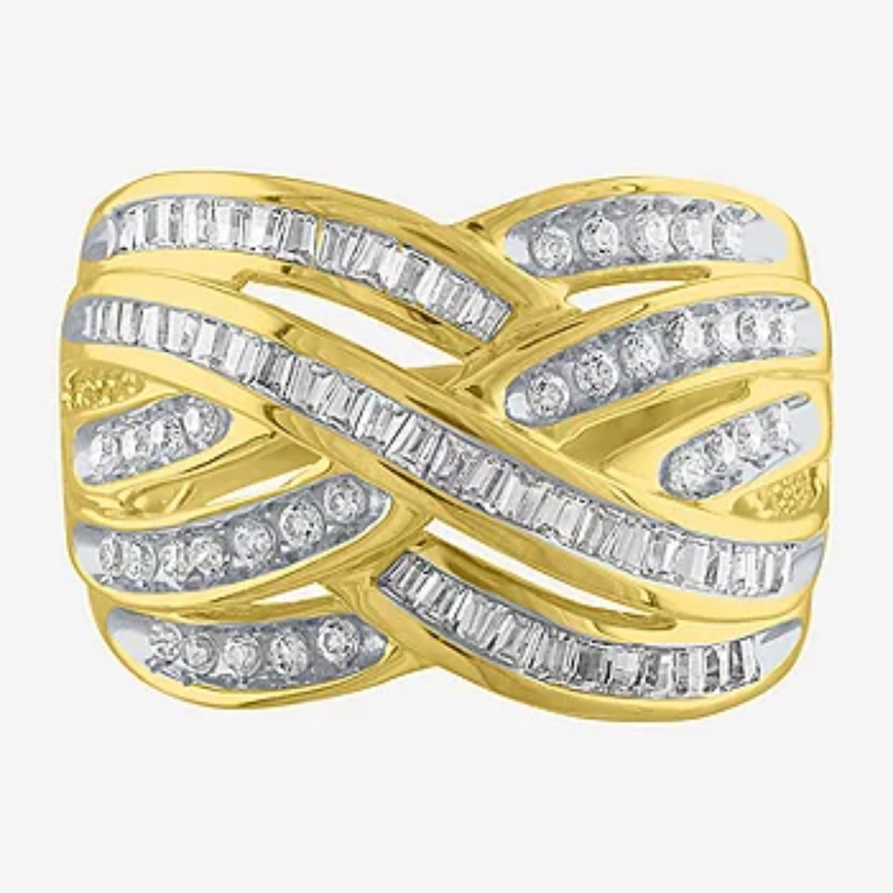1 CT. T.W. White Diamond 10K Gold Crossover Ring